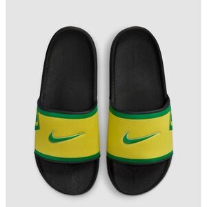 New NIKE Offcourt Oregon Ducks Men Size 10 Yellow/Green Team Logo Slide Sandals